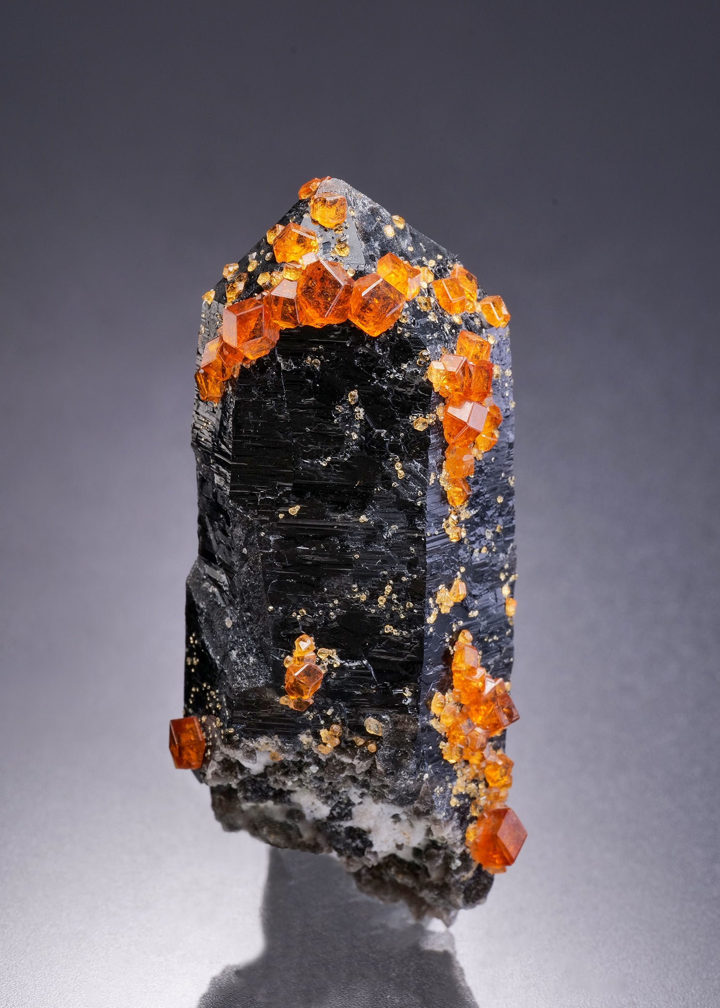 SPESSARTINE on Smoky QUARTZ