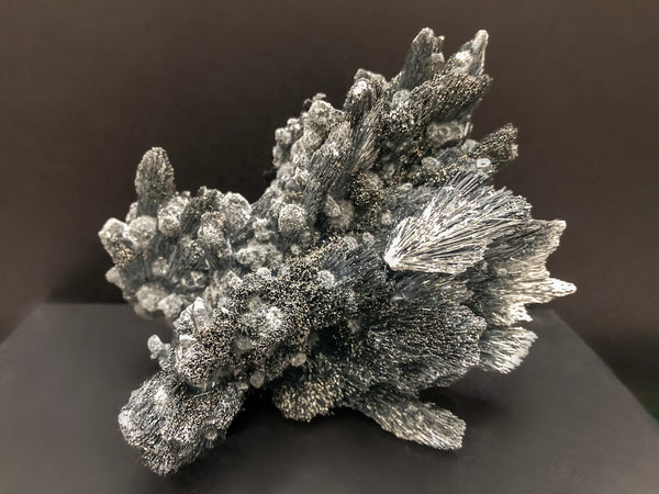 STIBNITE with BOULANGERITE and QUARTZ