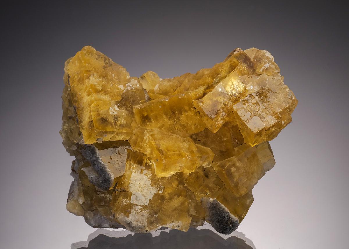 lemon yellow fluorite from Greenlaws Mine — credit: Crystal Classics