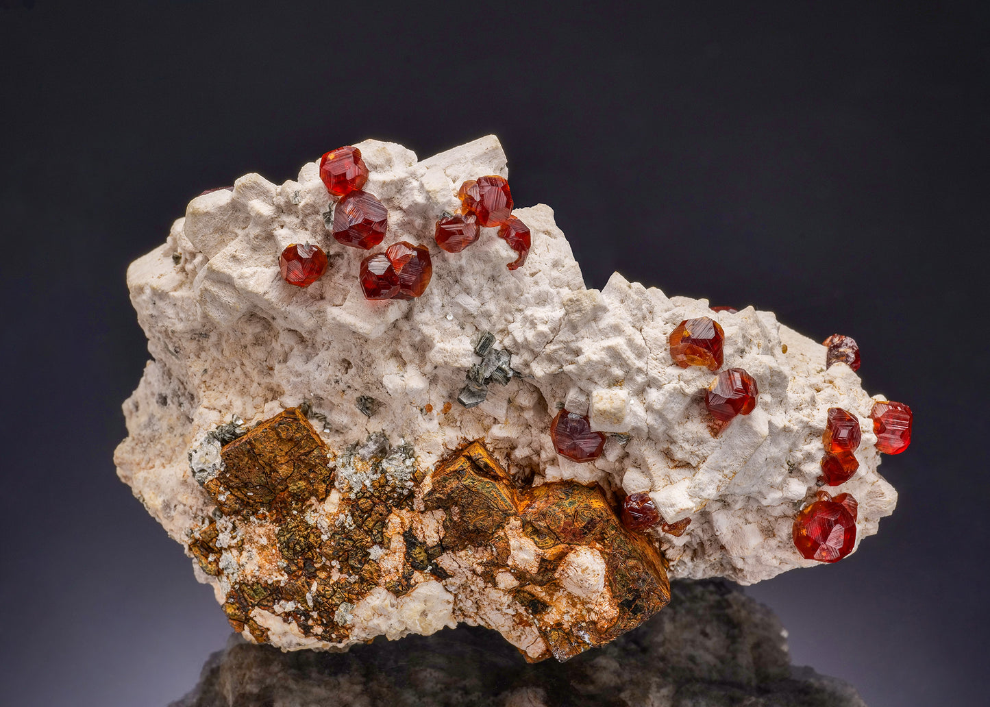 SPESSARTINE on Feldspar