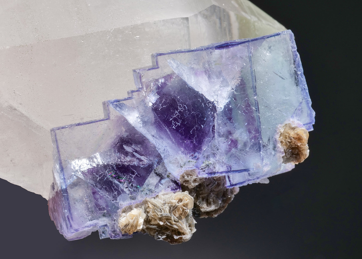 FLUORITE on QUARTZ with MUSCOVITE