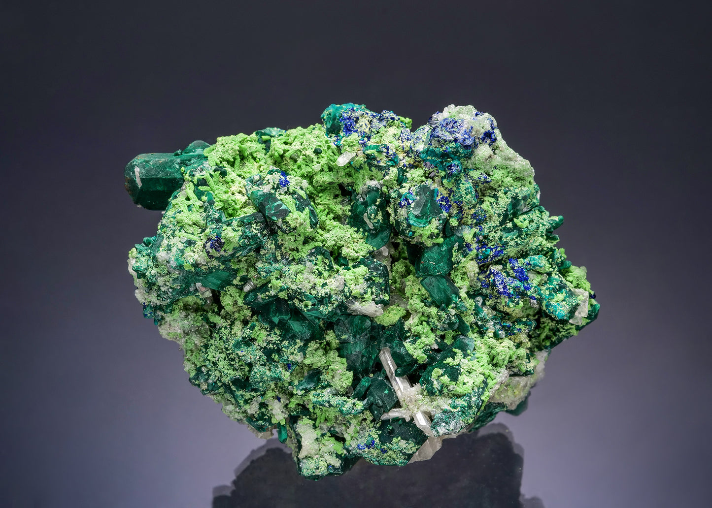 ARSENTSUMEBITE with CERUSSITE and MALACHITE ps. after AZURITE