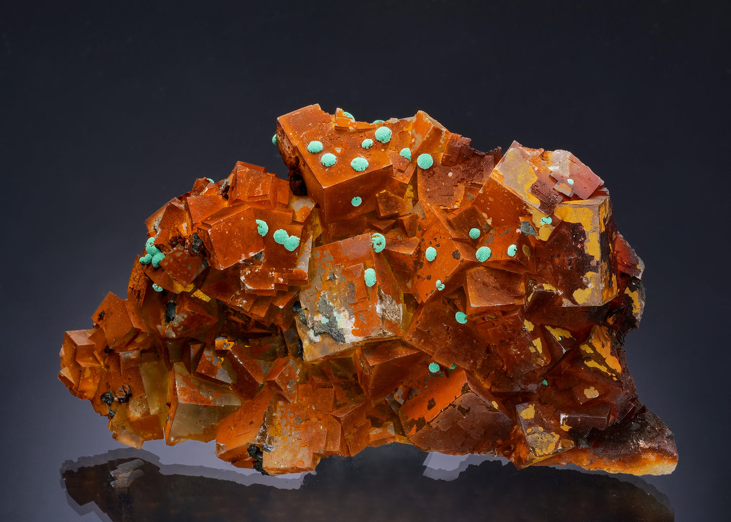 MALACHITE on FLUORITE with painting