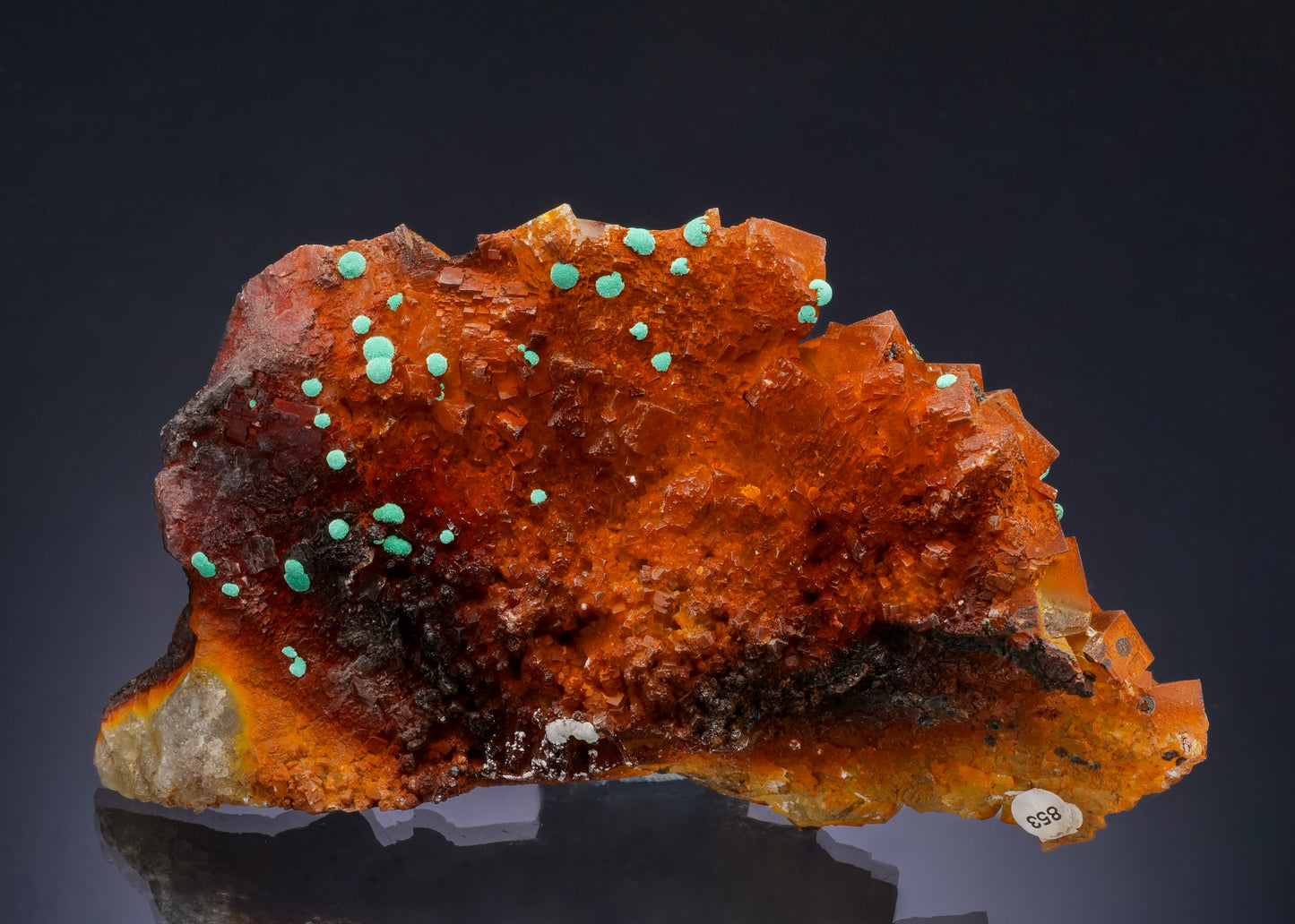 MALACHITE on FLUORITE with painting
