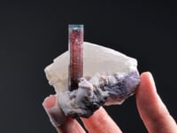 ELBAITE with Lepidolite   on QUARTZ