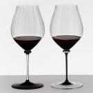 Riedel Fatto A Mano Performance Pinot Noir, Black Stem, Clear Base Glass, Single