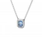 Swarovski Jewelry Octagon Cut Zirconia Blue Crystal and Rhodium Millenia Pendant Necklace