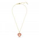 Swarovski Jewelry Octagon Pink Crystal, Pearls and Gold Heart Hyperbola Pendant Necklace