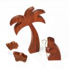 Nambe Nativity Wood Shepherd with Lambs and Palm Tree